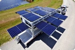 Customizable solar powered shipping container for event energy needs